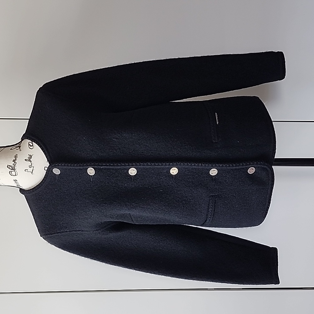 Like New Geiger Black boiled wool Button-Front Jacket small